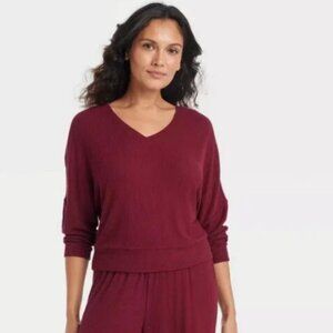 NWT Women's Auden Cozy Ribbed Pullover V-Neck Reversible Loungewear XXL MSRP $25